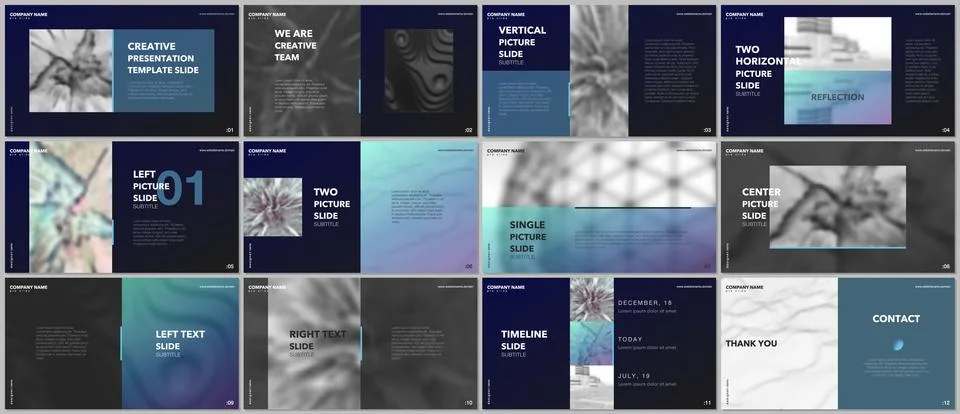 Minimal presentations design, portfolio vector templates with elements on black 스톡 일러스트