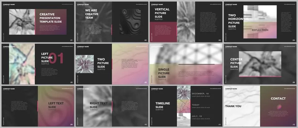 Minimal presentations design, portfolio vector templates with elements on black Stockillustratie