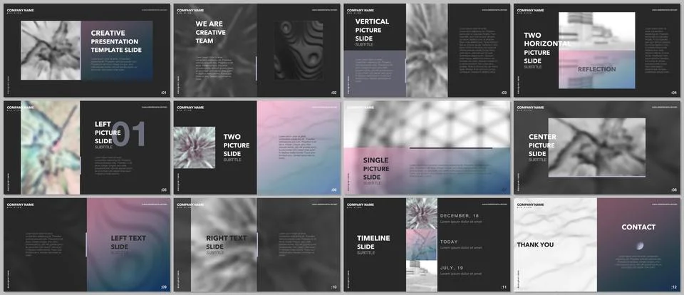 Minimal presentations design, portfolio vector templates with elements on black 스톡 일러스트