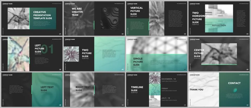 Minimal presentations design, portfolio vector templates with elements on black Stockillustratie