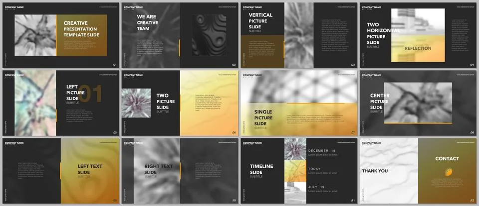 Minimal presentations design, portfolio vector templates with elements on black 스톡 일러스트