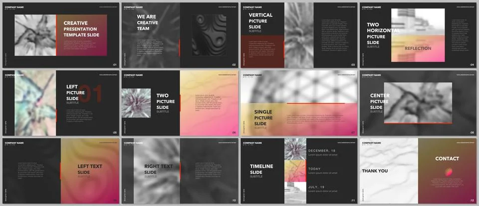 Minimal presentations design, portfolio vector templates with elements on black 스톡 일러스트