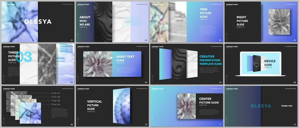 Minimal presentations design, portfolio vector templates with elements on black 스톡 일러스트