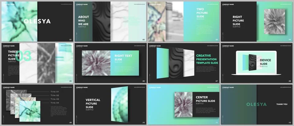 Minimal presentations design, portfolio vector templates with elements on black 스톡 일러스트