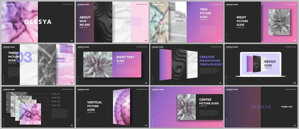 Minimal presentations design, portfolio vector templates with elements on black 스톡 일러스트