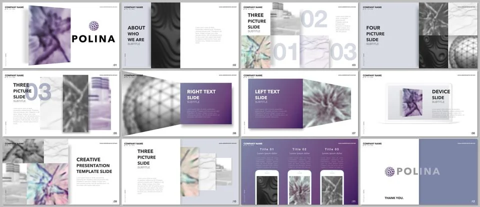 Minimal presentations design, portfolio vector templates with elements on white Stock Illustration