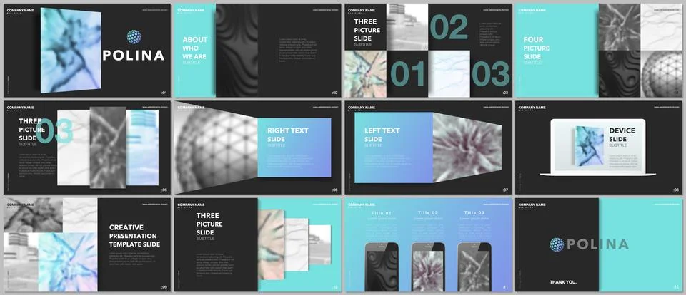 Minimal presentations design, portfolio vector templates with elements on black イラスト素材