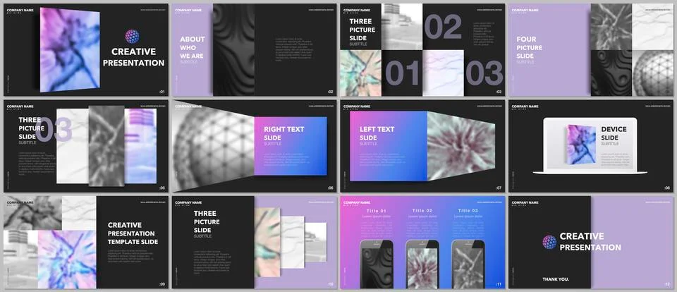 Minimal presentations design, portfolio vector templates with elements on black 스톡 일러스트