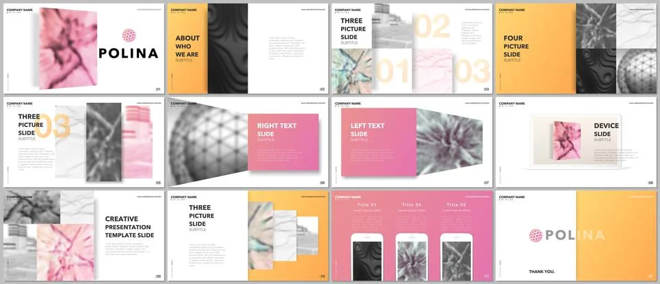 Minimal presentations design, portfolio vector templates with elements on white Stock Illustration