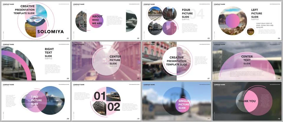 Minimal presentations design, portfolio vector templates with circle elements on Stock Illustration