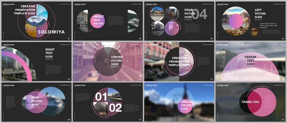 Minimal presentations design, portfolio vector templates with circle elements on 스톡 일러스트