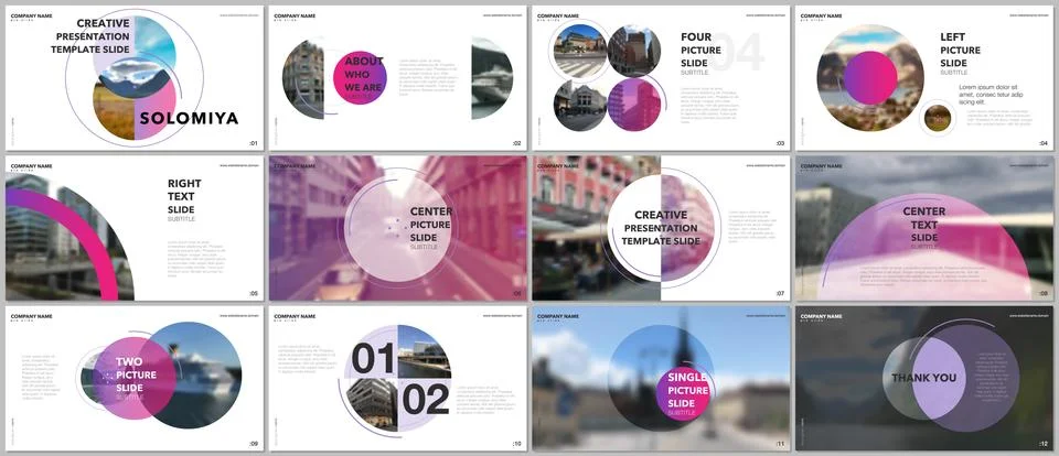 Minimal presentations design, portfolio vector templates with circle elements on Stock Illustration