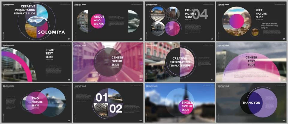 Minimal presentations design, portfolio vector templates with circle elements on 스톡 일러스트