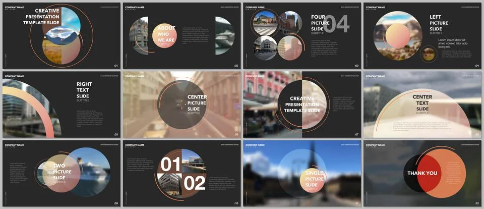 Minimal presentations design, portfolio vector templates with circle elements on 스톡 일러스트