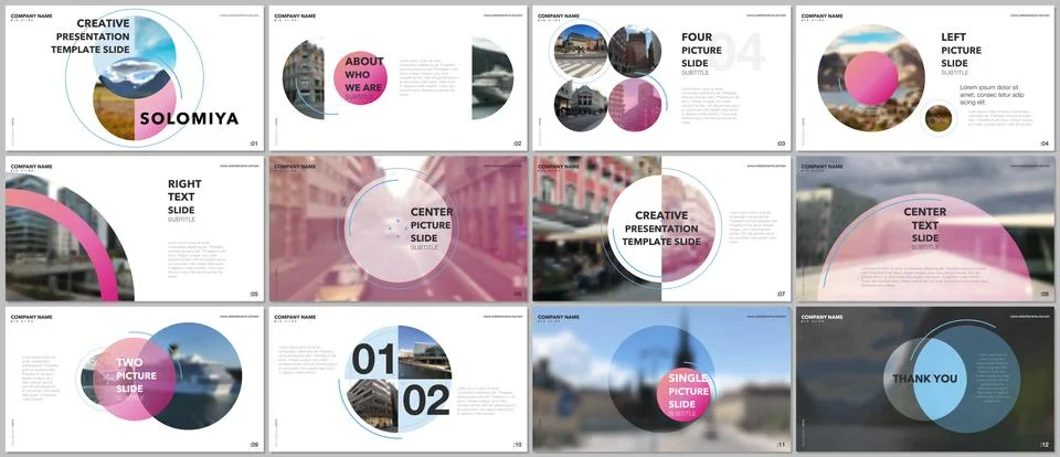 Minimal presentations design, portfolio vector templates with circle elements on 스톡 일러스트