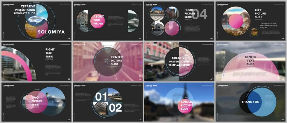Minimal presentations design, portfolio vector templates with circle elements on 스톡 일러스트