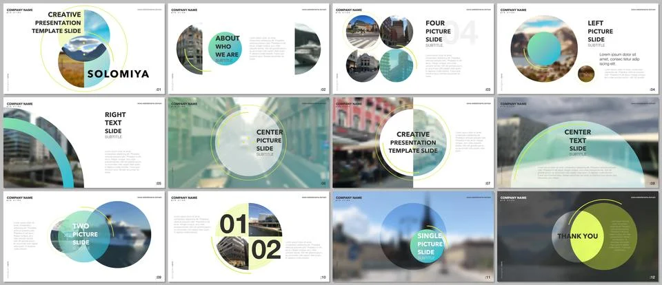 Minimal presentations design, portfolio vector templates with circle elements on Stock Illustration