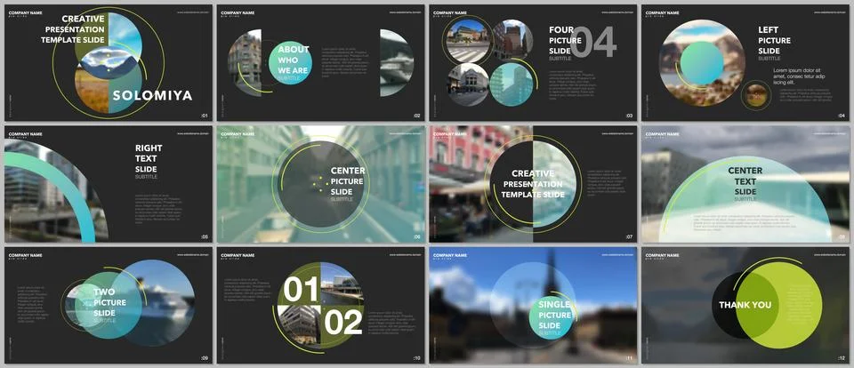 Minimal presentations design, portfolio vector templates with circle elements on Stock Illustration