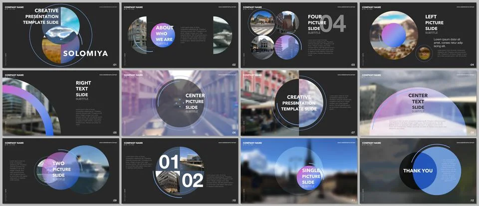 Minimal presentations design, portfolio vector templates with circle elements on 스톡 일러스트