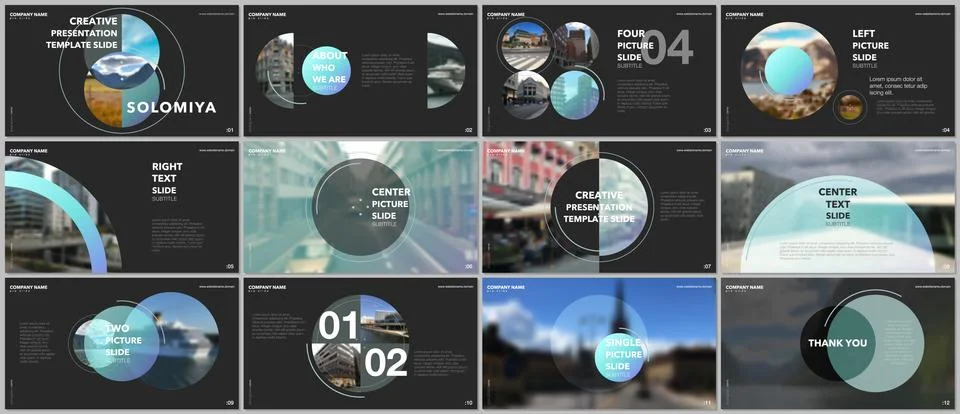 Minimal presentations design, portfolio vector templates with circle elements on 스톡 일러스트