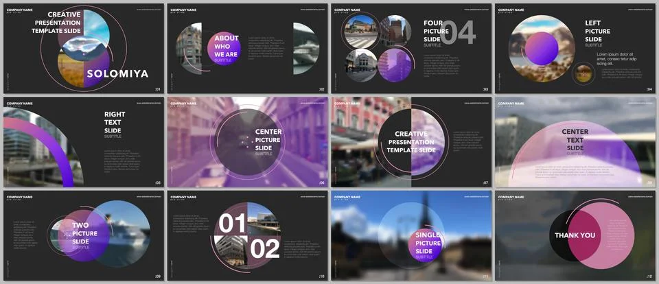Minimal presentations design, portfolio vector templates with circle elements on 스톡 일러스트
