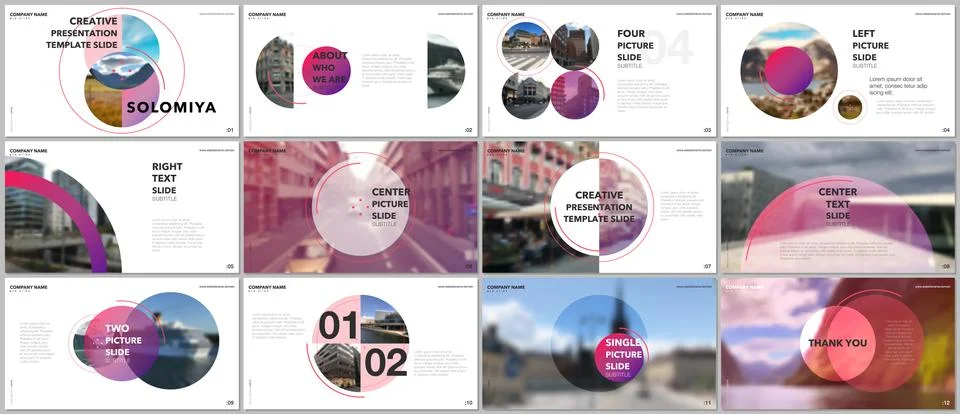 Minimal presentations design, portfolio vector templates with circle elements on 스톡 일러스트