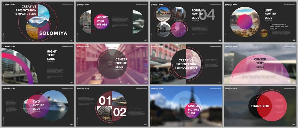 Minimal presentations design, portfolio vector templates with circle elements on 스톡 일러스트