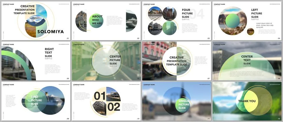 Minimal presentations design, portfolio vector templates with circle elements on イラスト素材