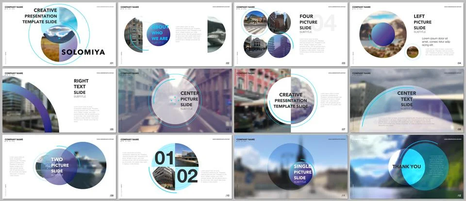 Minimal presentations design, portfolio vector templates with circle elements on 스톡 일러스트