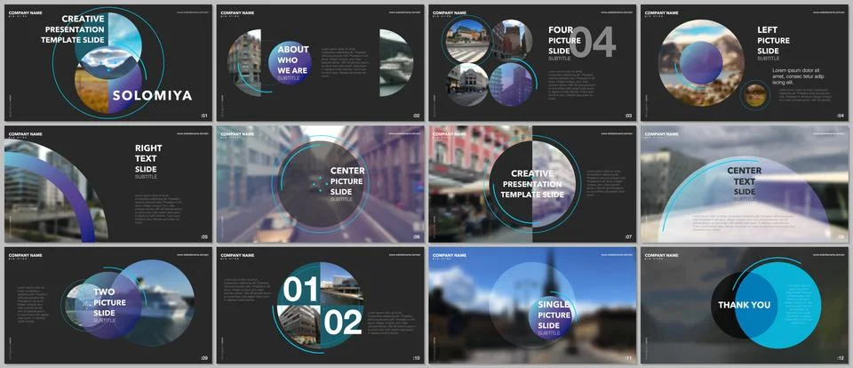 Minimal presentations design, portfolio vector templates with circle elements on 스톡 일러스트