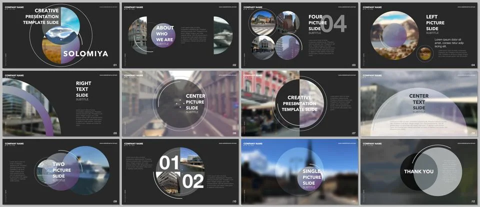 Minimal presentations design, portfolio vector templates with circle elements on 스톡 일러스트