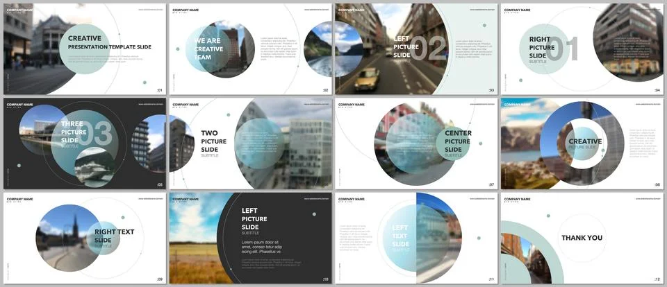 Minimal presentations design, portfolio vector templates with circle elements on 스톡 일러스트