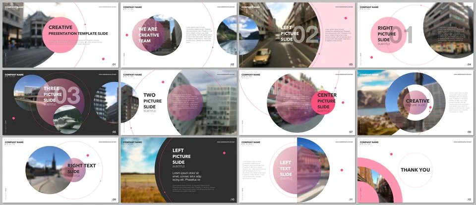 Minimal presentations design, portfolio vector templates with circle elements on イラスト素材