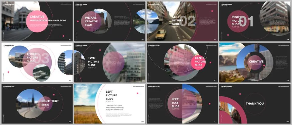 Minimal presentations design, portfolio vector templates with circle elements on 스톡 일러스트