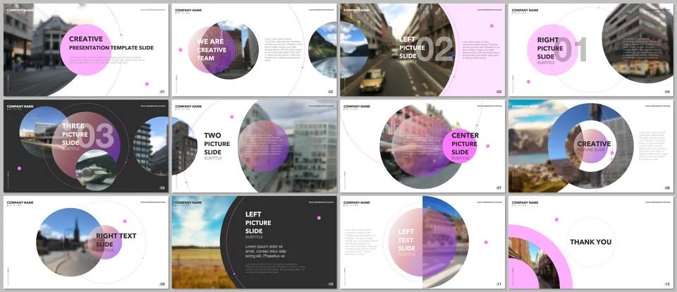 Minimal presentations design, portfolio vector templates with circle elements on Stock Illustration