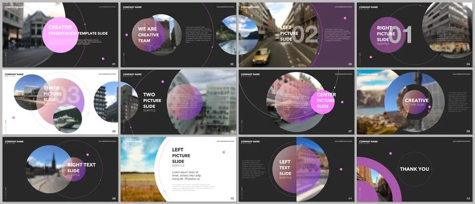 Minimal presentations design, portfolio vector templates with circle elements on Stock Illustration