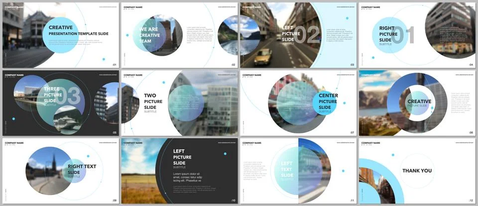 Minimal presentations design, portfolio vector templates with circle elements on 스톡 일러스트