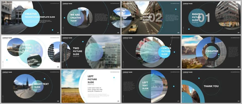 Minimal presentations design, portfolio vector templates with circle elements on Stock Illustration