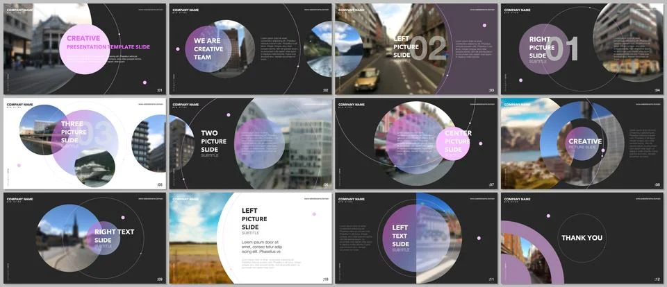 Minimal presentations design, portfolio vector templates with circle elements on 스톡 일러스트