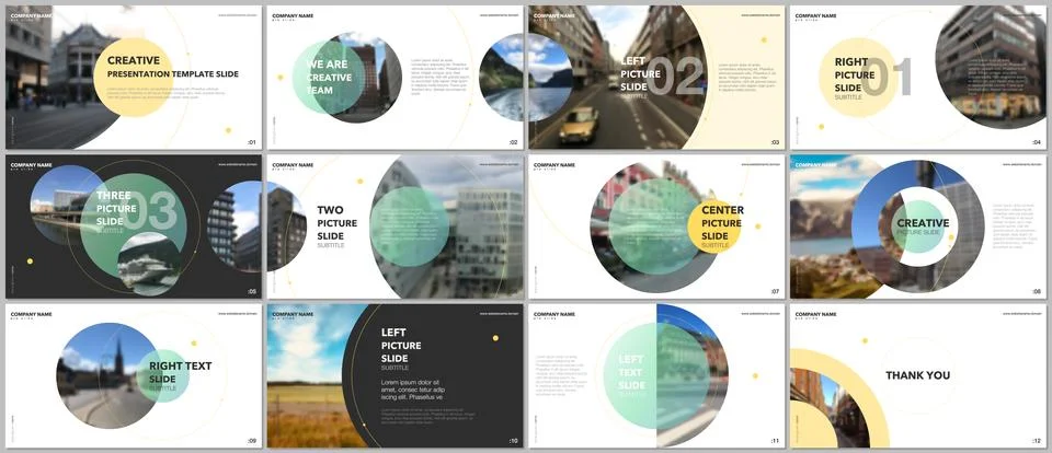 Minimal presentations design, portfolio vector templates with circle elements on Stock Illustration