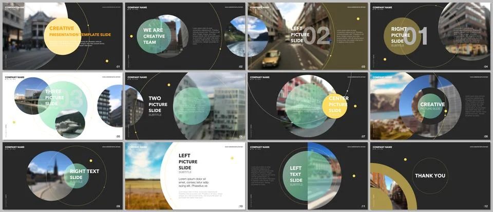 Minimal presentations design, portfolio vector templates with circle elements on 스톡 일러스트