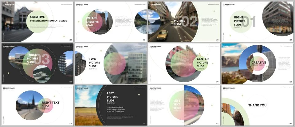 Minimal presentations design, portfolio vector templates with circle elements on Stock Illustration