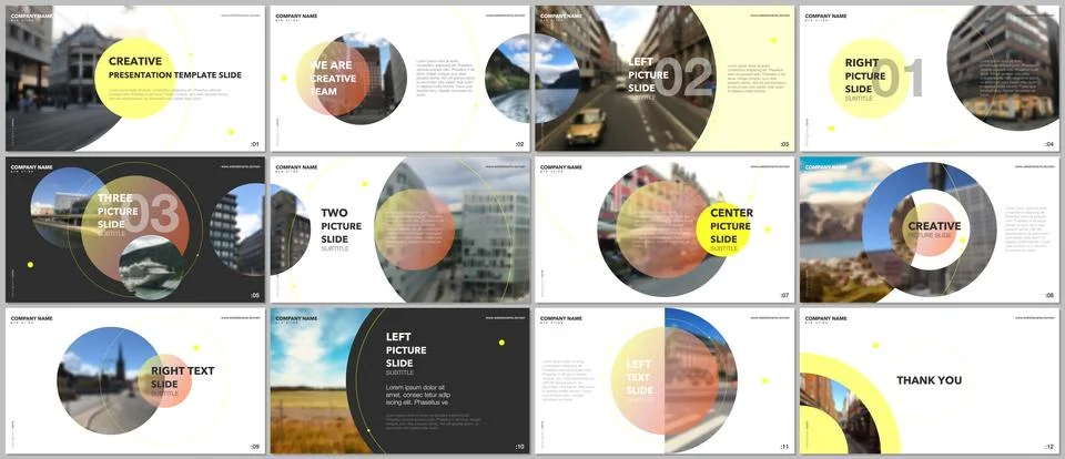 Minimal presentations design, portfolio vector templates with circle elements on 库存插图