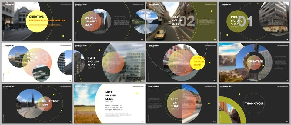Minimal presentations design, portfolio vector templates with circle elements on 스톡 일러스트