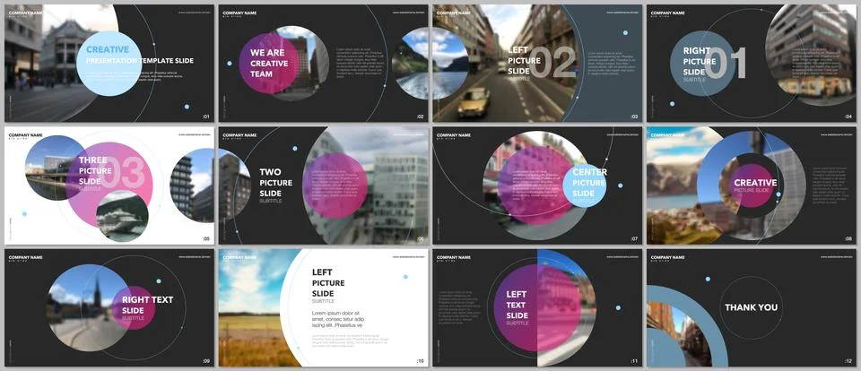 Minimal presentations design, portfolio vector templates with circle elements on 스톡 일러스트