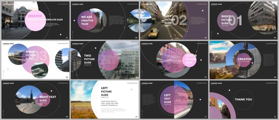 Minimal presentations design, portfolio vector templates with circle elements on 스톡 일러스트