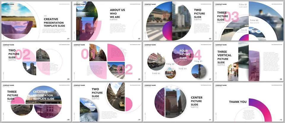 Minimal presentations design, portfolio vector templates with circle elements on Stockillustratie