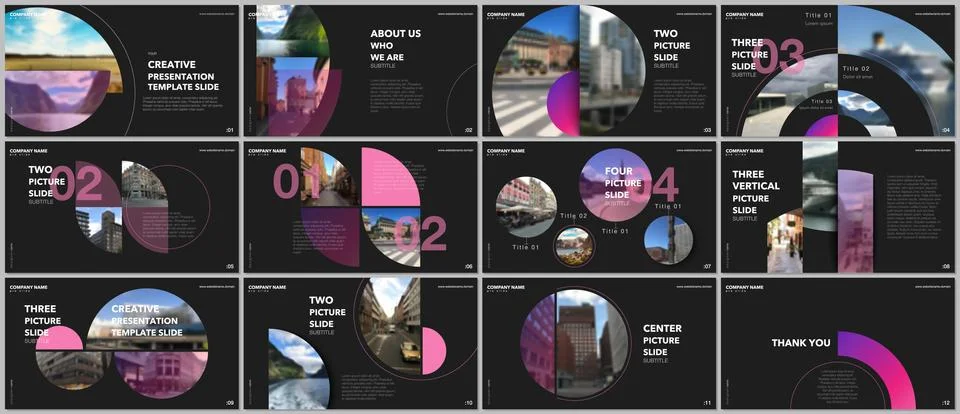 Minimal presentations design, portfolio vector templates with circle elements on 스톡 일러스트
