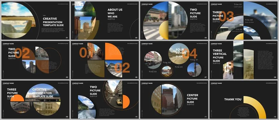 Minimal presentations design, portfolio vector templates with circle elements on 스톡 일러스트