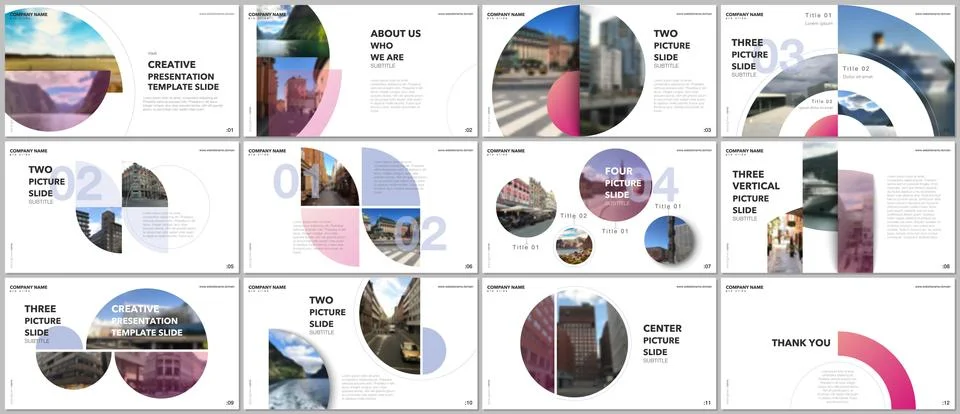 Minimal presentations design, portfolio vector templates with circle elements on 스톡 일러스트